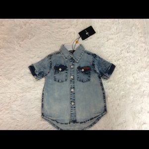 7 For All Mankind Distressed Faux Denim Shirt 12M